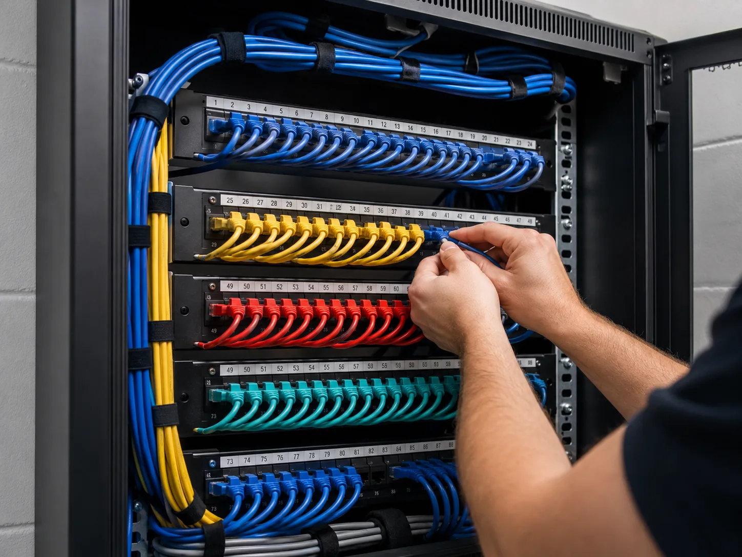 Kabllim dhe etiketim profesional në patch panel